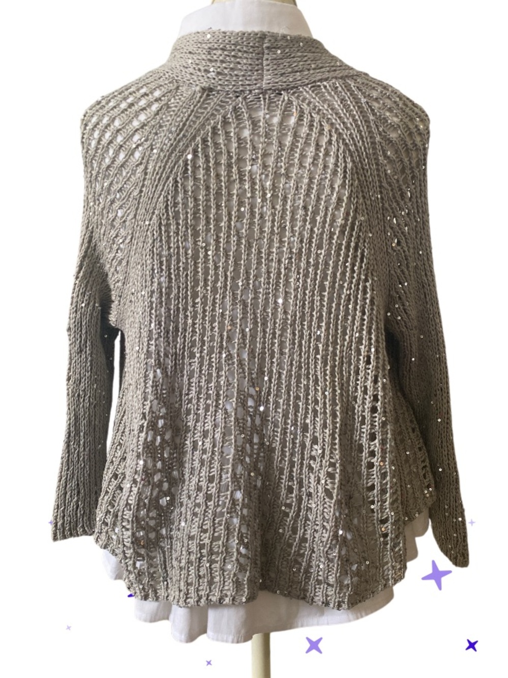 Eileen Fisher Sequin Chainmail Mesh Cardigan size M pristine condition - Picture 2 of 7